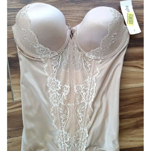 Cassandra Intimates Strapless Corset Bustier Bra Beige Size 32C 30533 No STRAPS - Picture 2 of 14